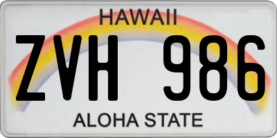 HI license plate ZVH986