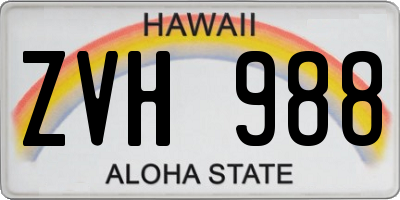 HI license plate ZVH988