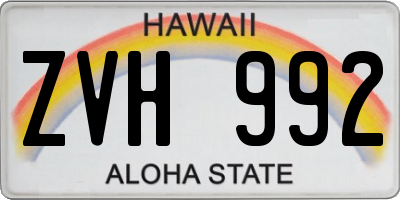 HI license plate ZVH992