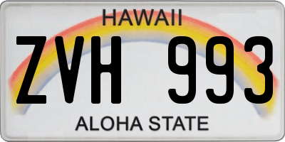 HI license plate ZVH993