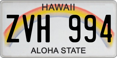 HI license plate ZVH994