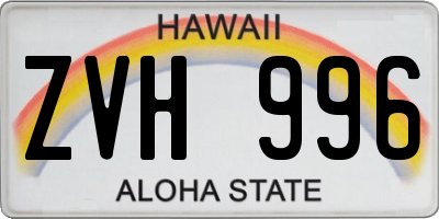 HI license plate ZVH996