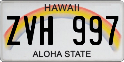 HI license plate ZVH997