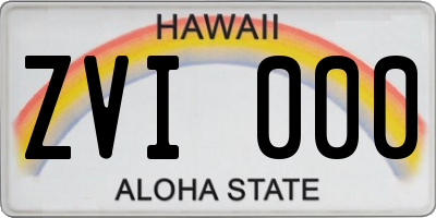 HI license plate ZVI000