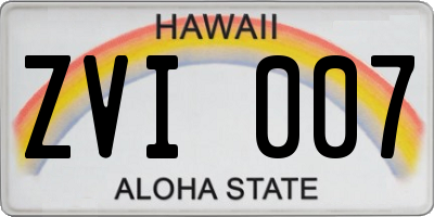 HI license plate ZVI007