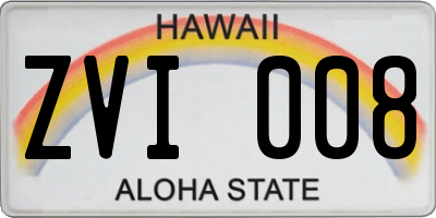 HI license plate ZVI008