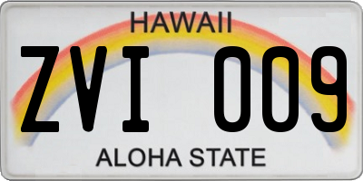 HI license plate ZVI009