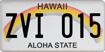 HI license plate ZVI015