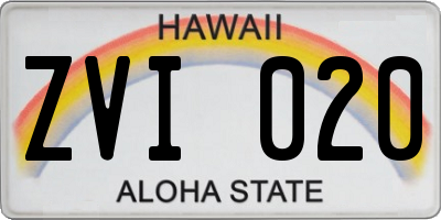 HI license plate ZVI020