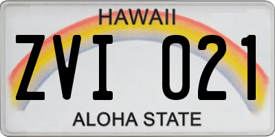 HI license plate ZVI021