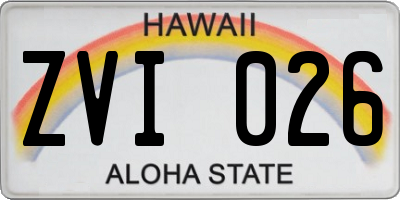 HI license plate ZVI026