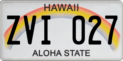 HI license plate ZVI027