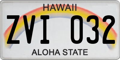 HI license plate ZVI032