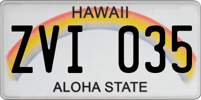 HI license plate ZVI035