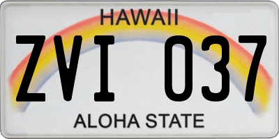 HI license plate ZVI037