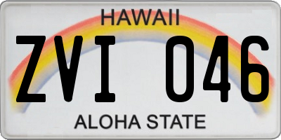 HI license plate ZVI046