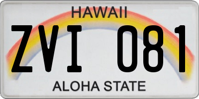 HI license plate ZVI081