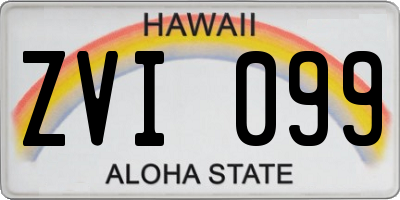 HI license plate ZVI099