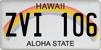 HI license plate ZVI106