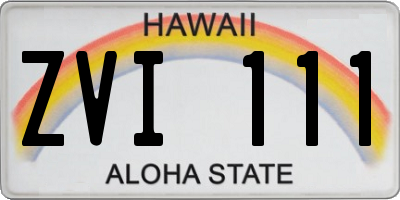 HI license plate ZVI111