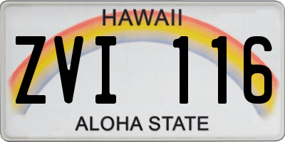 HI license plate ZVI116