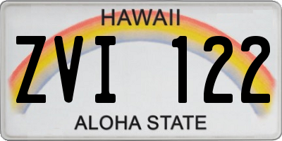 HI license plate ZVI122