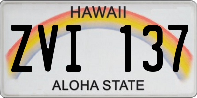 HI license plate ZVI137