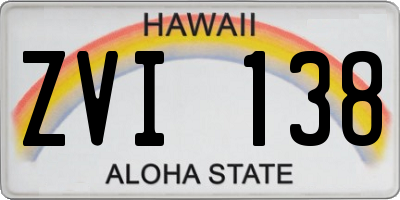 HI license plate ZVI138