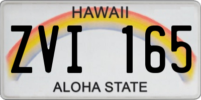 HI license plate ZVI165