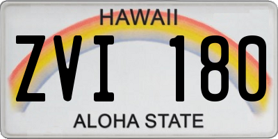 HI license plate ZVI180