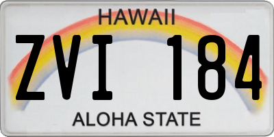 HI license plate ZVI184