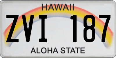 HI license plate ZVI187