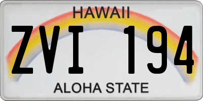 HI license plate ZVI194