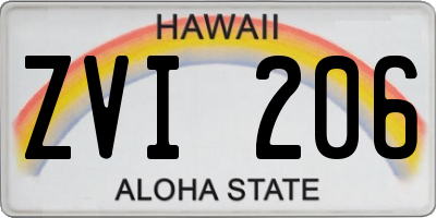 HI license plate ZVI206