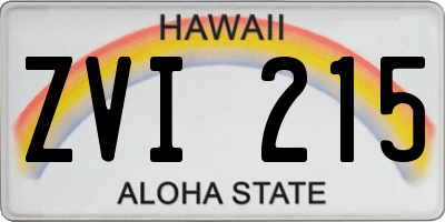 HI license plate ZVI215