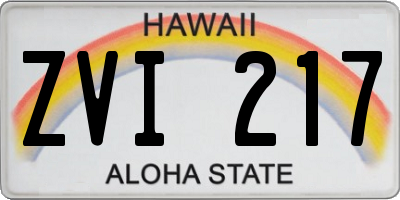 HI license plate ZVI217