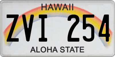HI license plate ZVI254