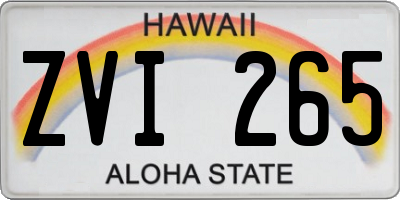 HI license plate ZVI265