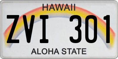 HI license plate ZVI301
