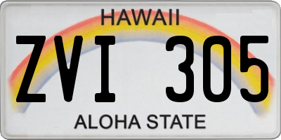 HI license plate ZVI305