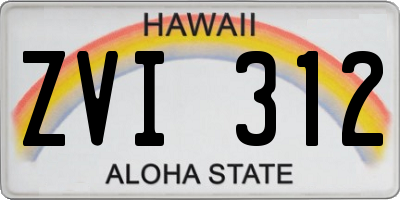 HI license plate ZVI312