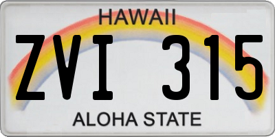 HI license plate ZVI315