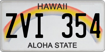 HI license plate ZVI354