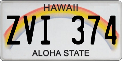 HI license plate ZVI374