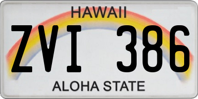 HI license plate ZVI386