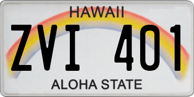 HI license plate ZVI401