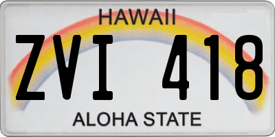 HI license plate ZVI418