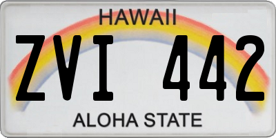 HI license plate ZVI442