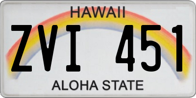 HI license plate ZVI451