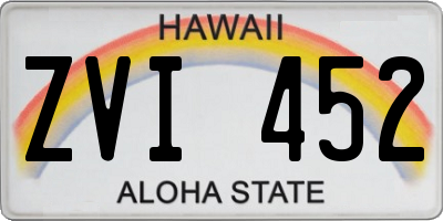 HI license plate ZVI452